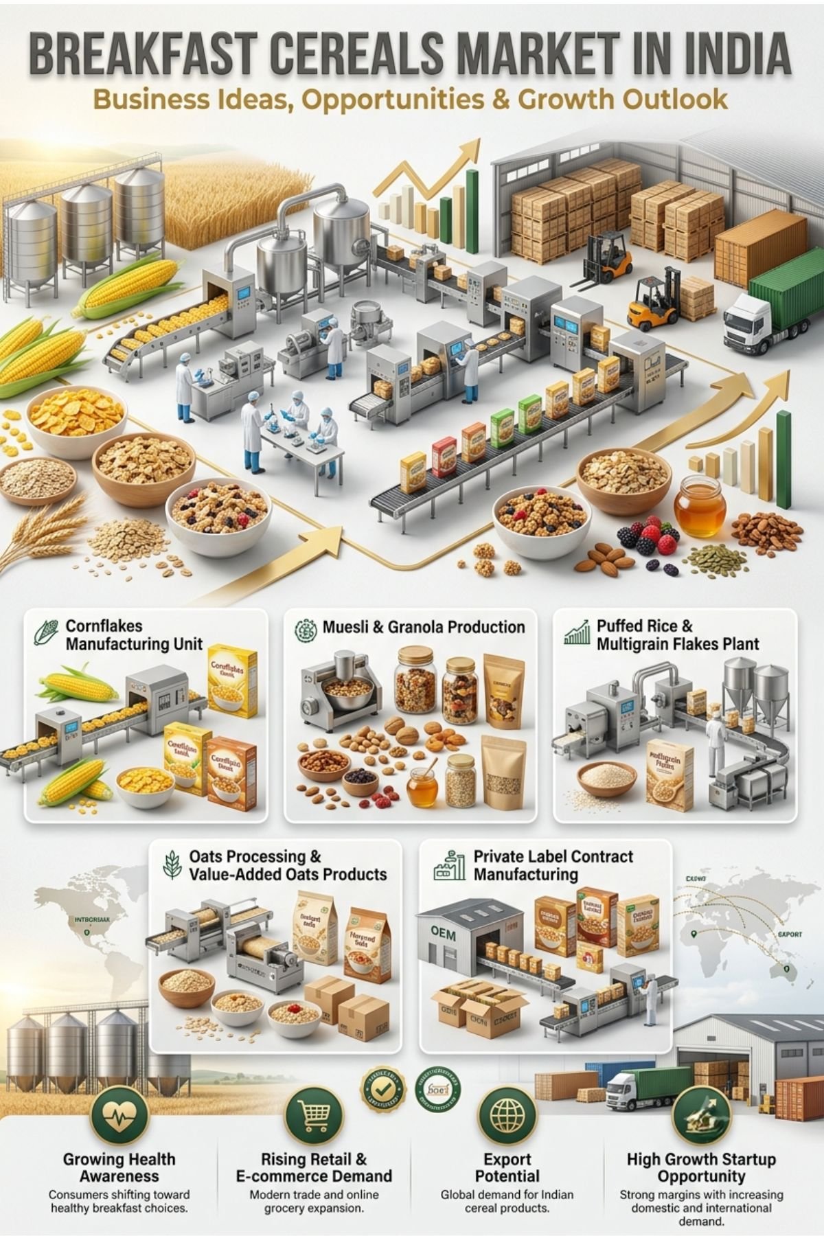 Breakfast Cereals Market in India featuring cornflakes, oats, muesli and granola products