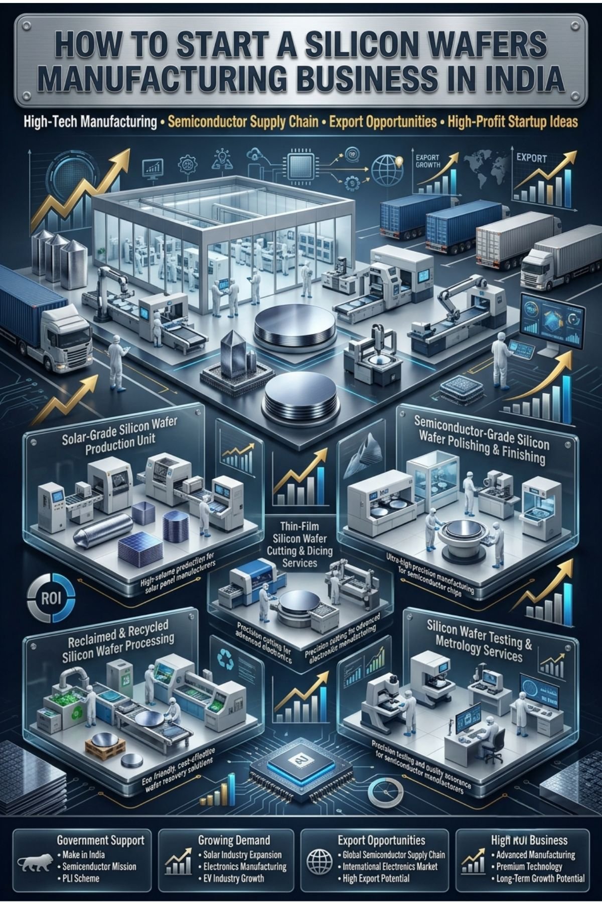 Silicon wafers manufacturing plant in India with advanced semiconductor production equipment