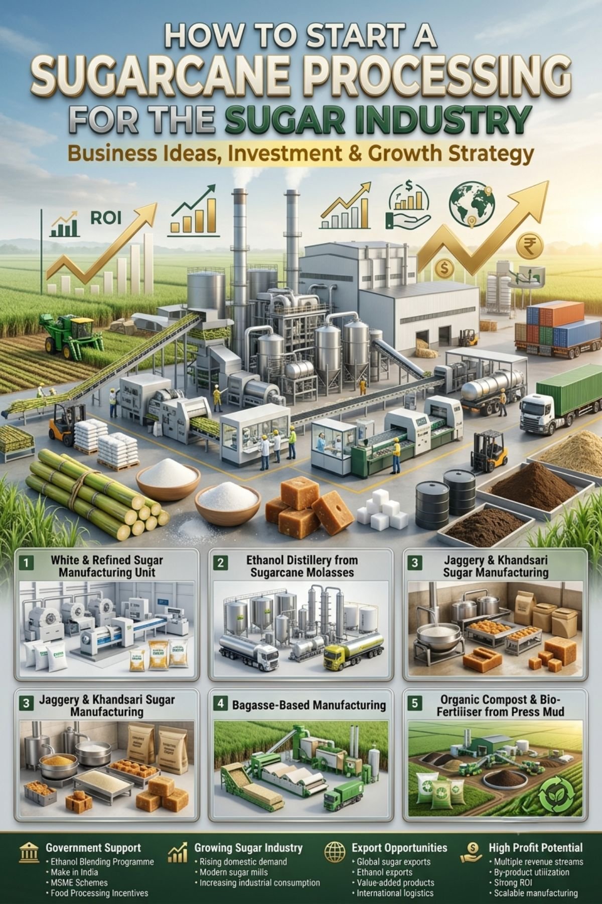 Sugarcane processing plant business in India