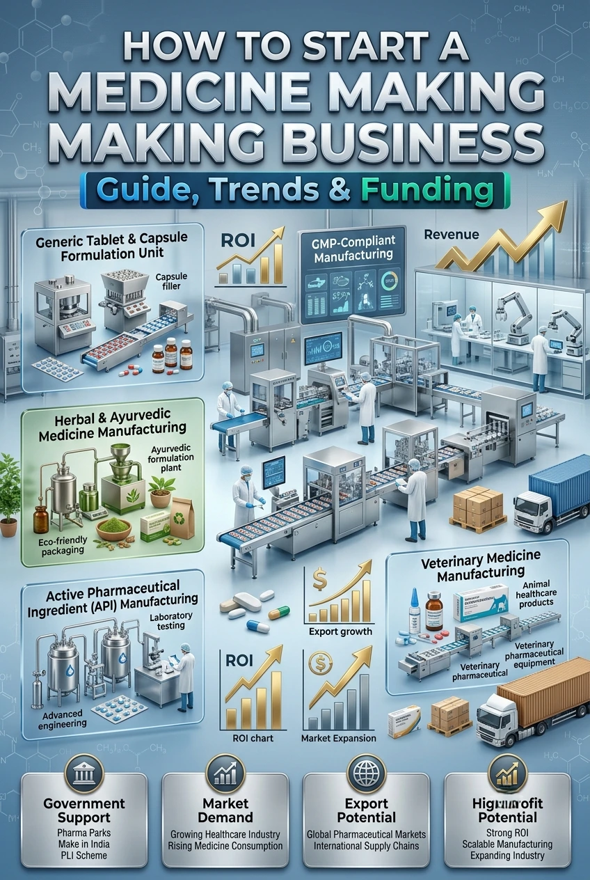 Medicine making business and pharmaceutical manufacturing plant