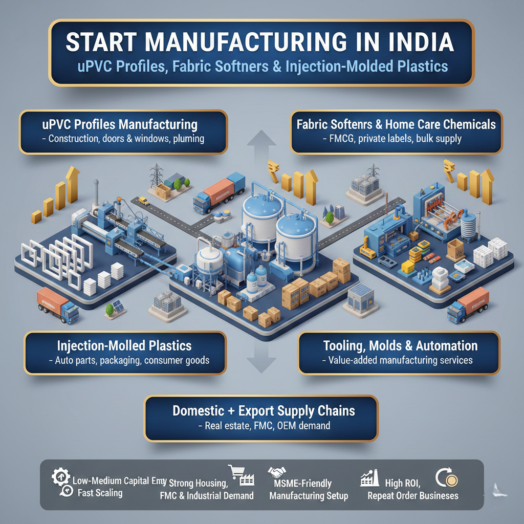 Injection molding machine producing plastic components in India