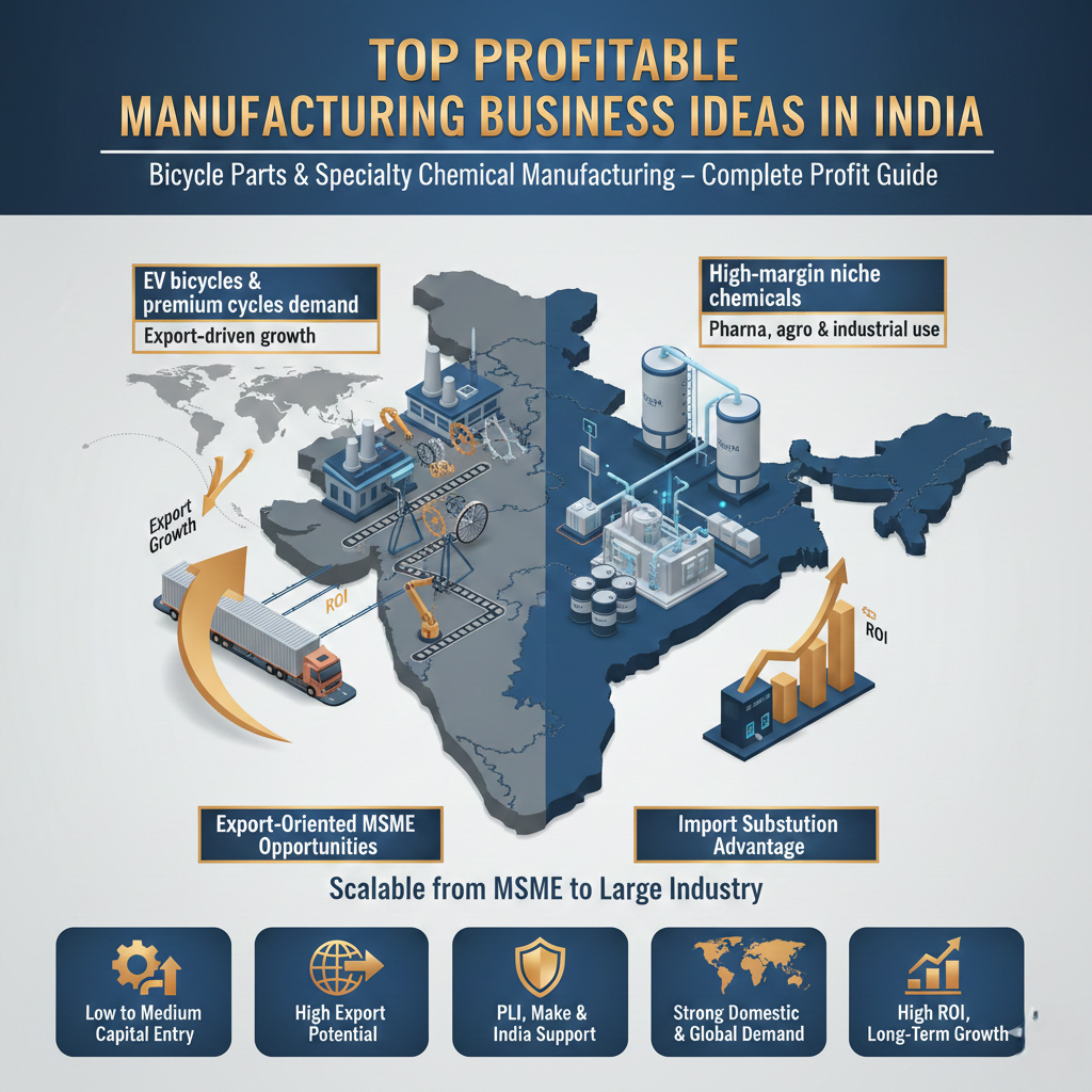 Best manufacturing business to start in India including bicycle parts and specialty chemicals