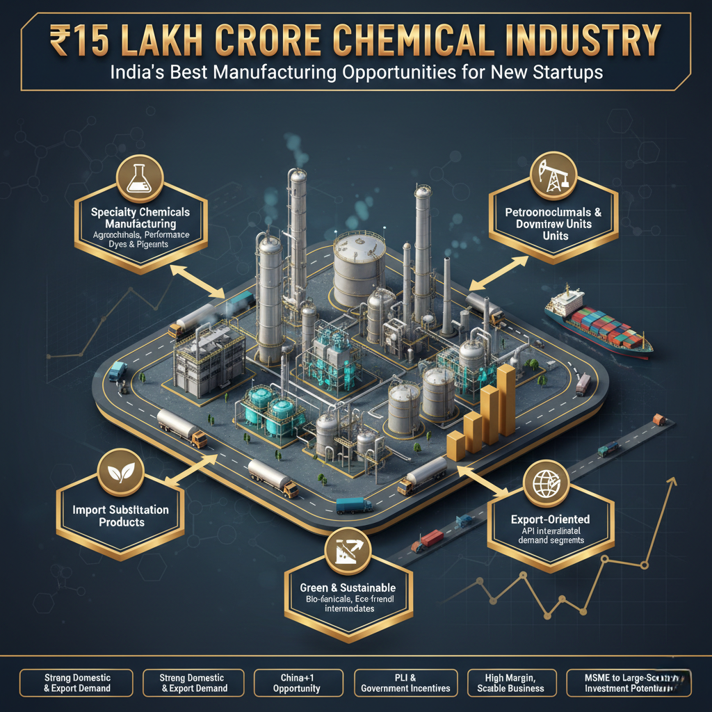 India chemical industry opportunities for startups infographic