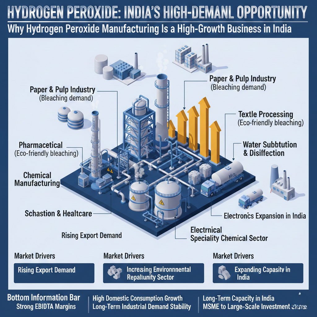Hydrogen Peroxide Manufacturing Plant in India showing industrial chemical production