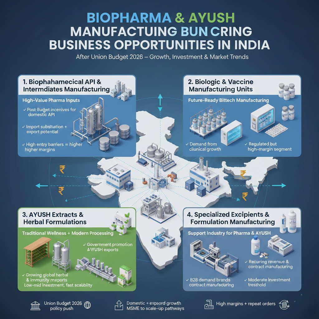 Biopharma and AYUSH manufacturing business opportunities in India after Budget 2026