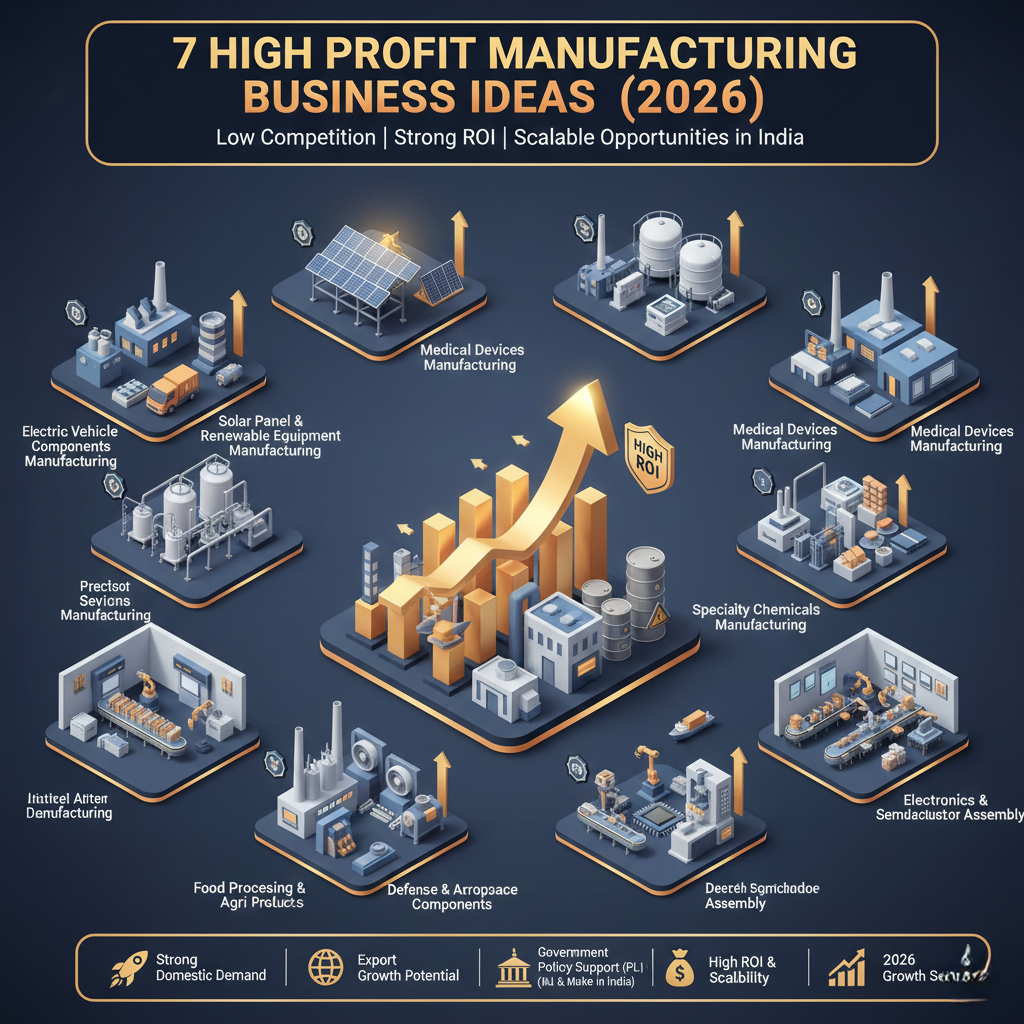 High profit manufacturing business ideas in India 2026 with strong ROI opportunities