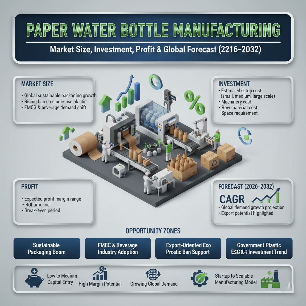 Paper water bottle used for eco-friendly packaging