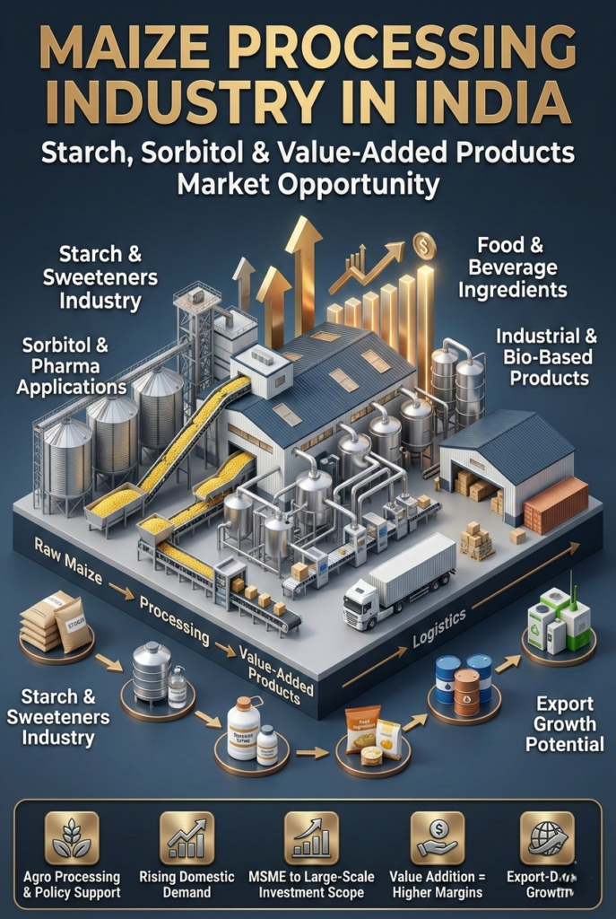 maize wet milling process used in maize processing industry in India
