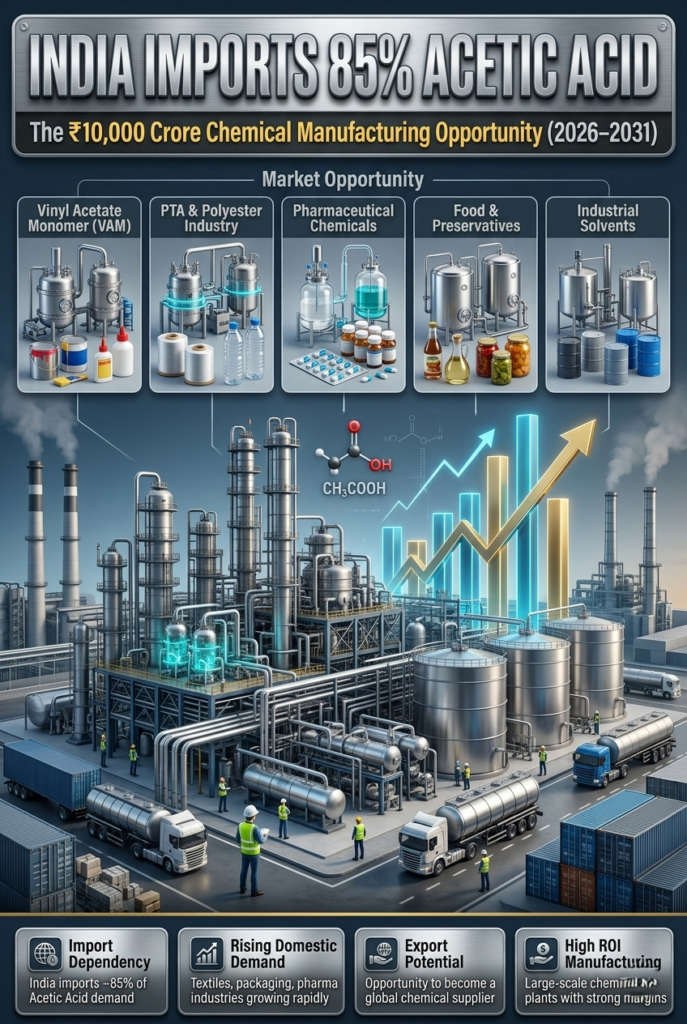 Acetic acid manufacturing plant and chemical production facility in India