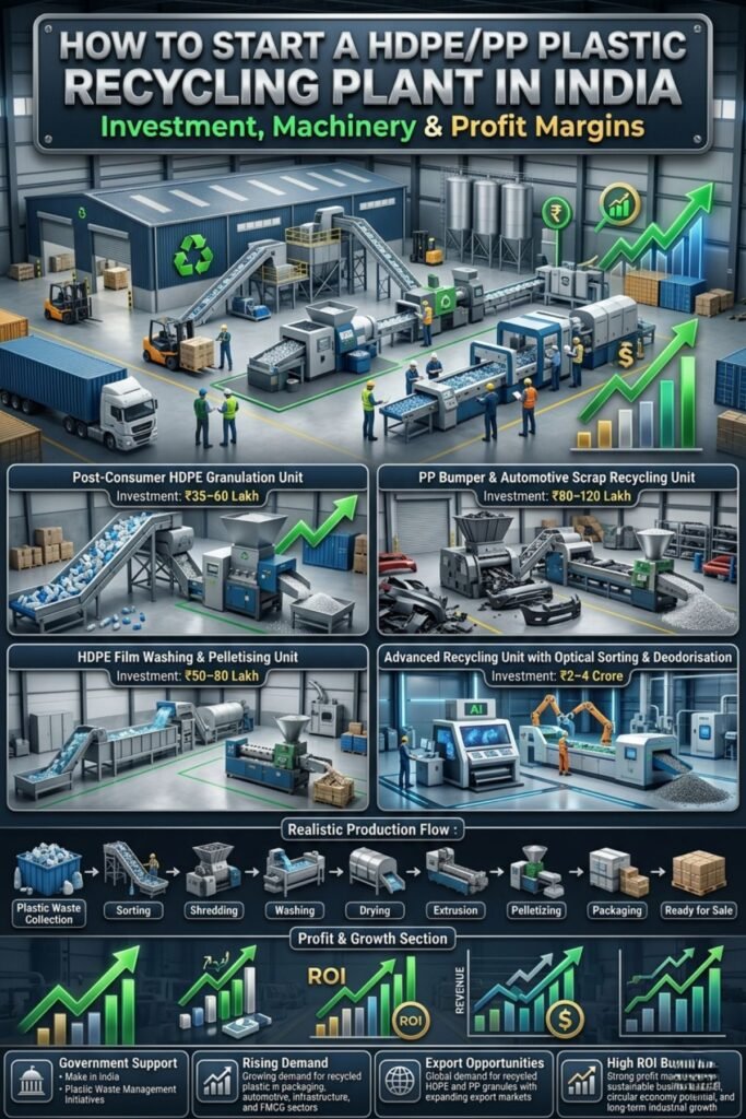 HDPE PP Plastic Recycling Plant in India: Investment Guide