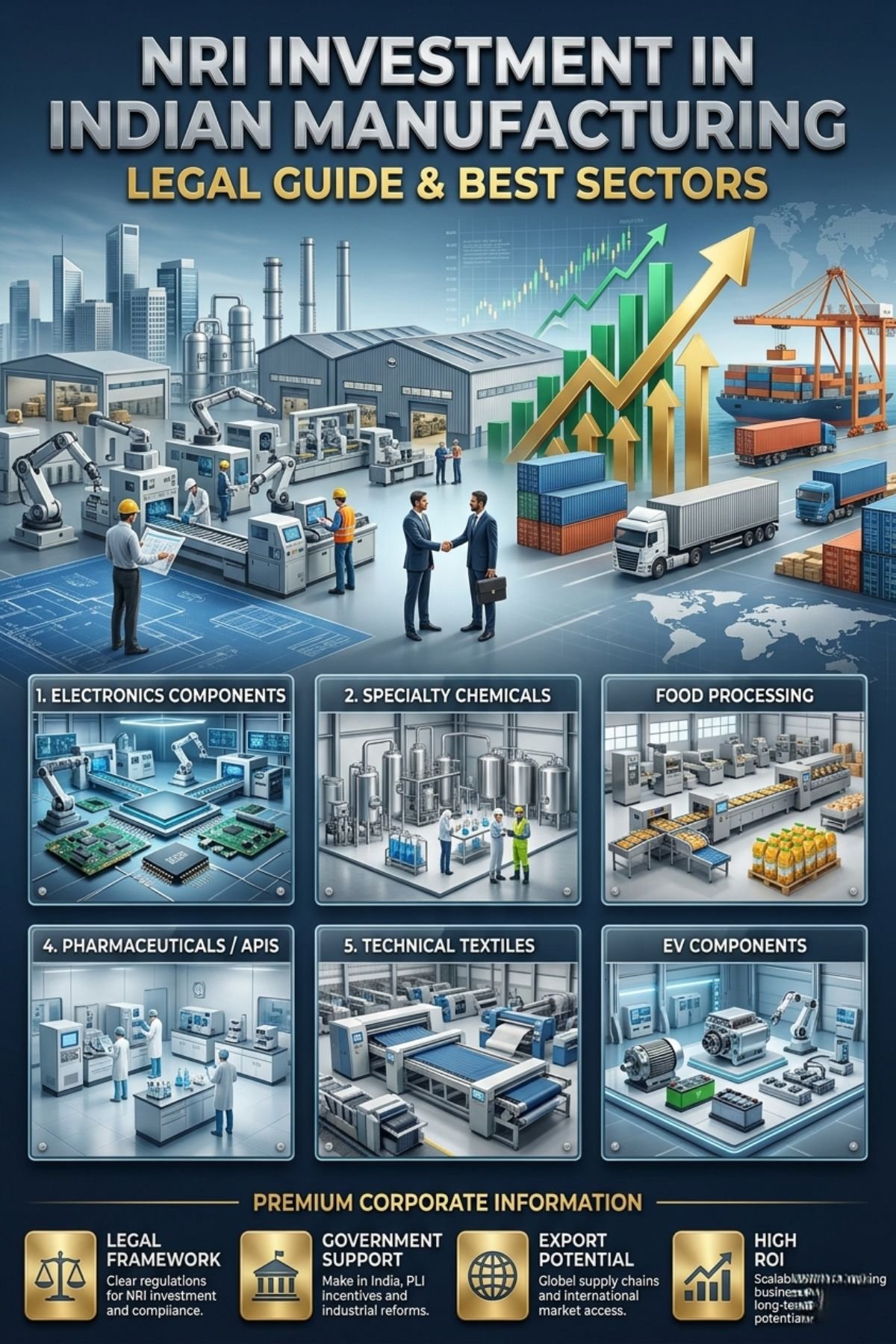 NRI investing in Indian manufacturing factory with industrial production line in India