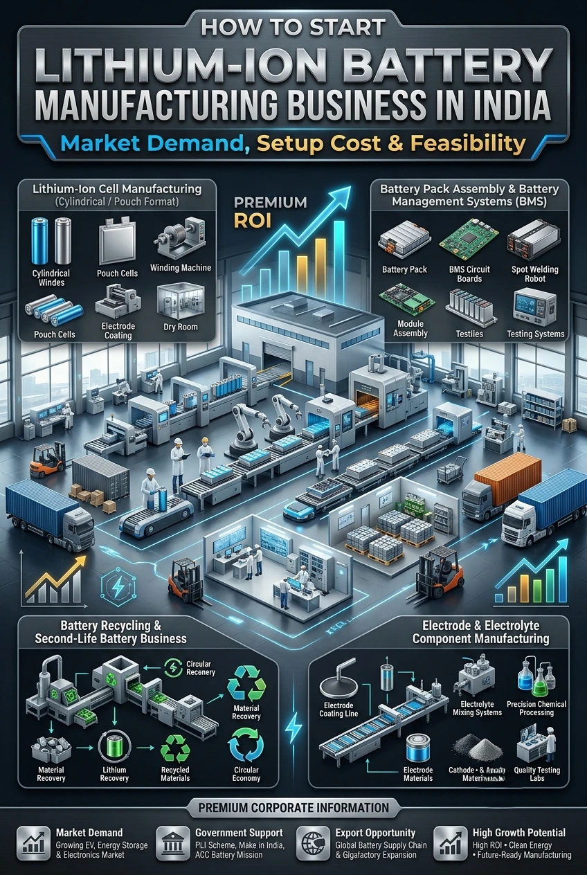 Lithium Ion Battery Manufacturing Plant Setup in India