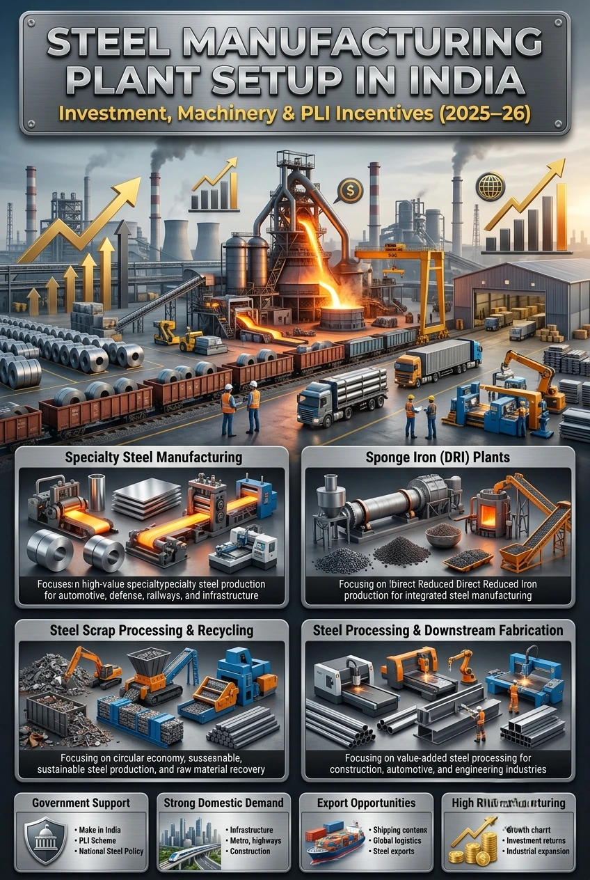 Steel Manufacturing Plant Setup in India