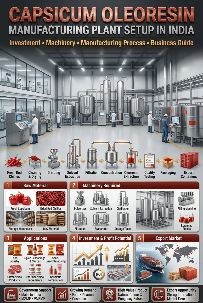 Capsicum Oleoresin Manufacturing Plant Setup in India