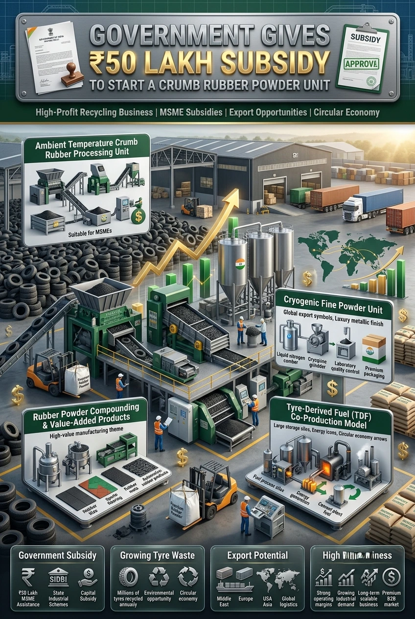 Crumb Rubber Powder Manufacturing Plant in India