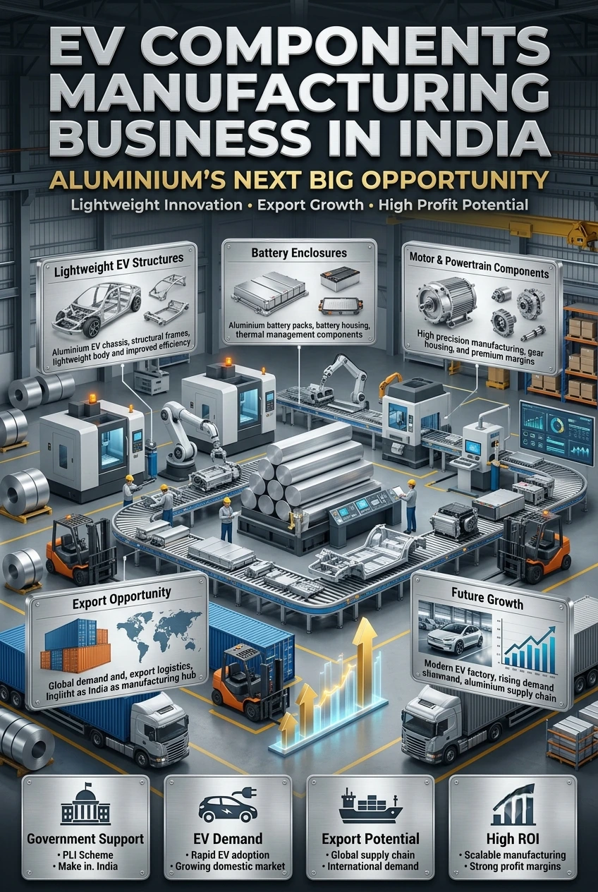 EV Components Manufacturing Business in India using aluminium motor components