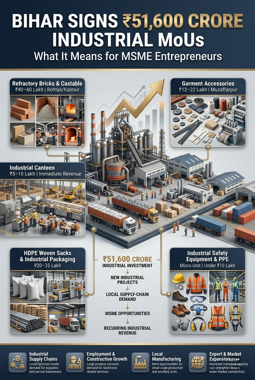 Bihar industrial investment opportunities with ₹51,600 crore industrial MoUs and MSME business opportunities