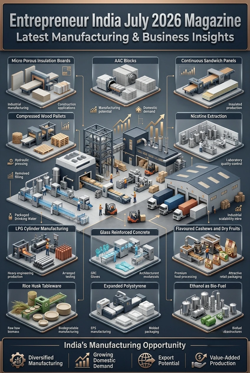 Entrepreneur India July 2026 Magazine featuring 13 manufacturing opportunities