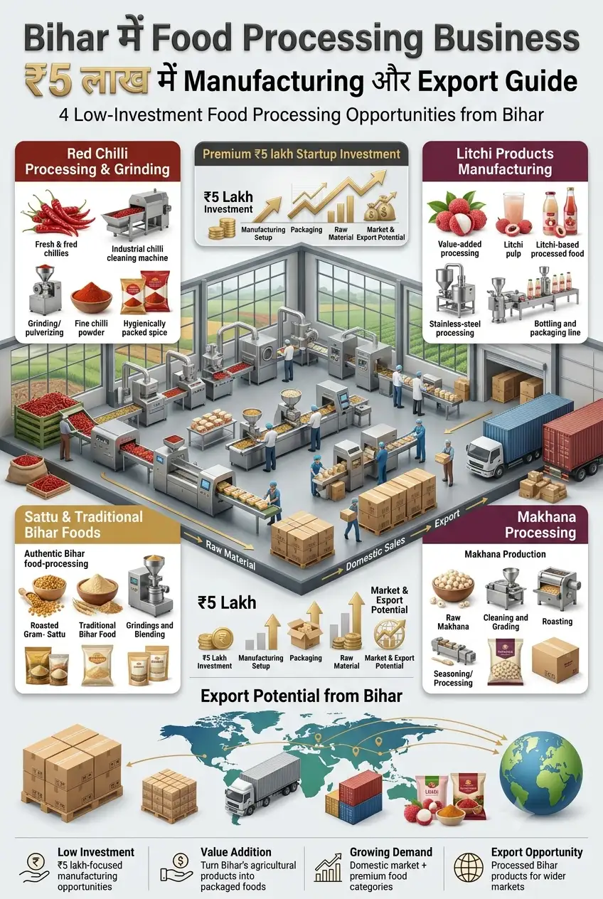 Food Processing Business in Bihar with Spice, Makhana, Sattu and Litchi Products