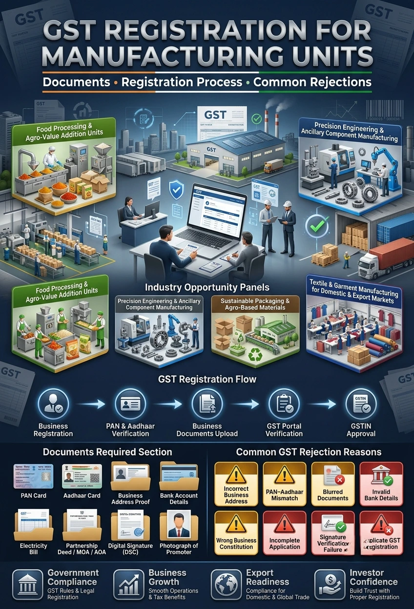 GST registration process for manufacturing units in India