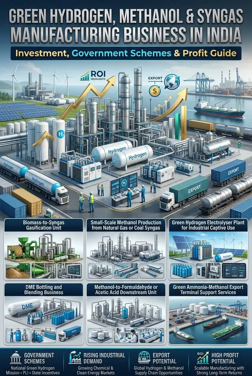 Green hydrogen manufacturing business in India with methanol and syngas production
