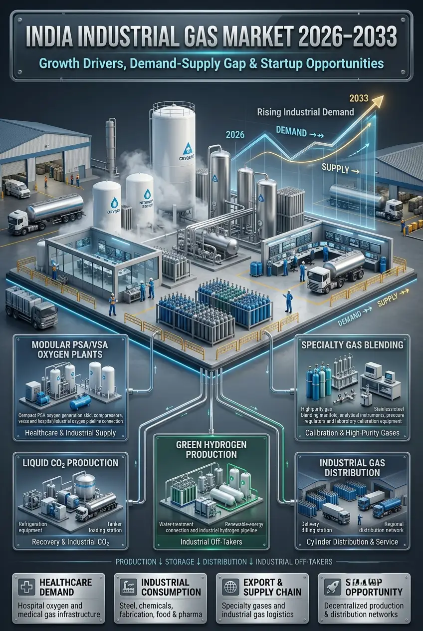 India industrial gas market 2026–2033 and startup opportunities
