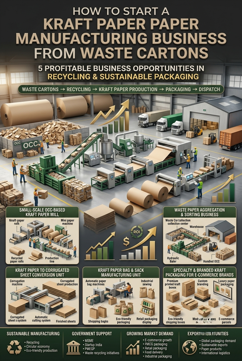 Kraft Paper Manufacturing Business from Waste Cartons in India | Recycled OCC Paper Plant