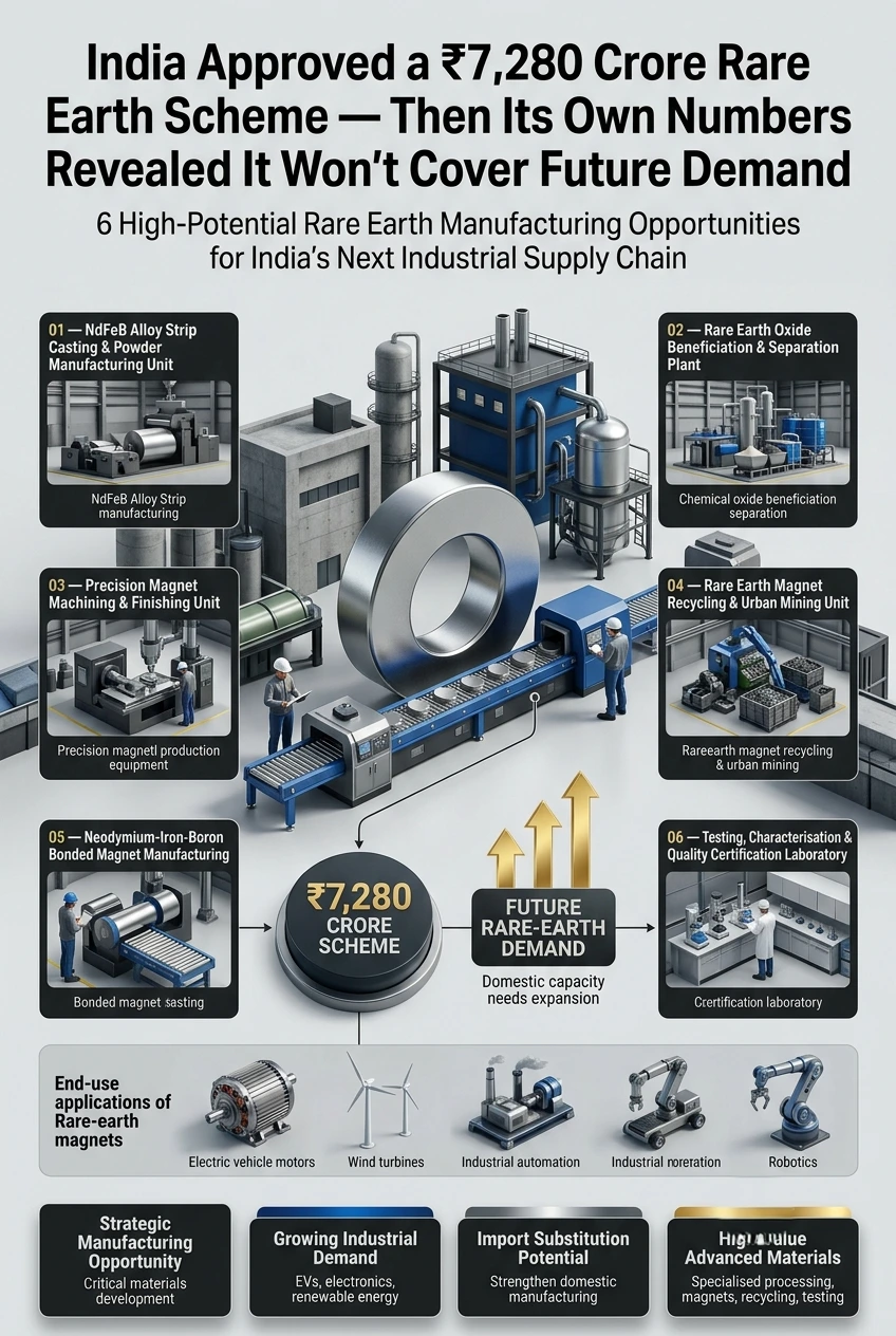 Rare earth magnet manufacturing business opportunity in India under the ₹7,280 crore REPM Scheme