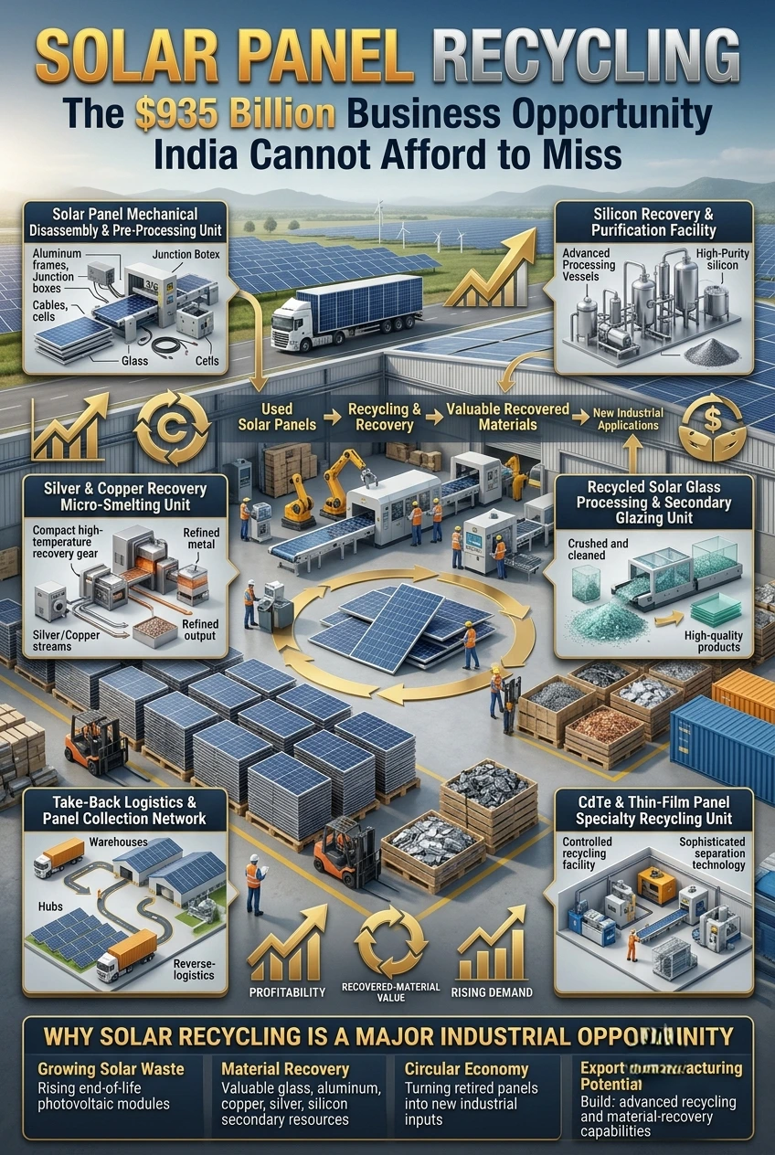 Solar panel recycling business opportunities in India